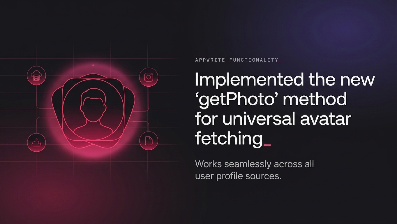 Appwrite functionality: getPhoto method for universal avatar fetching across all user profile sources
